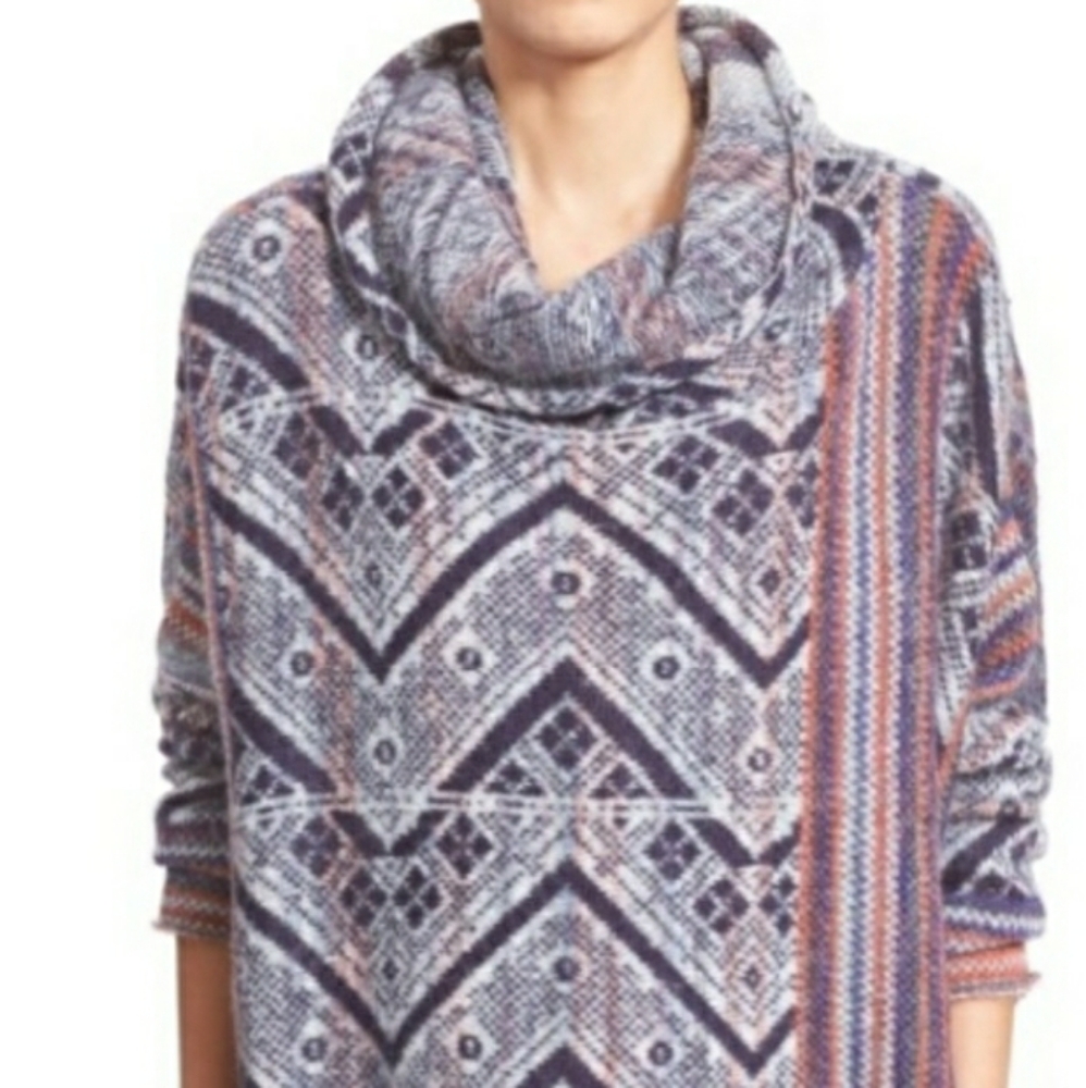 FREE PEOPLE Be The One Fringe Cowl Neck Poncho